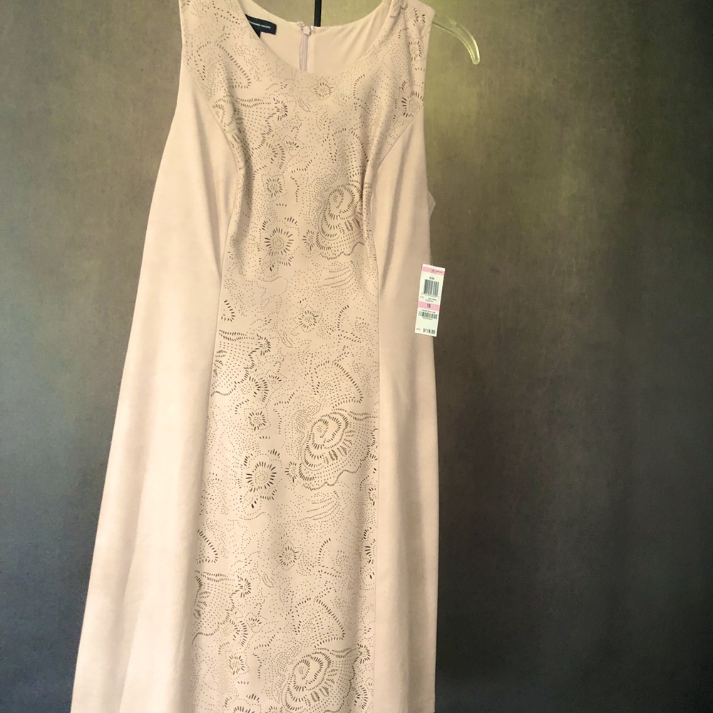 Brand New INC Pale Blush Faux Leather details sleeves dress